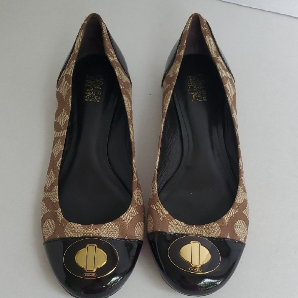 Coach Brown and Black Leopard Print Flats